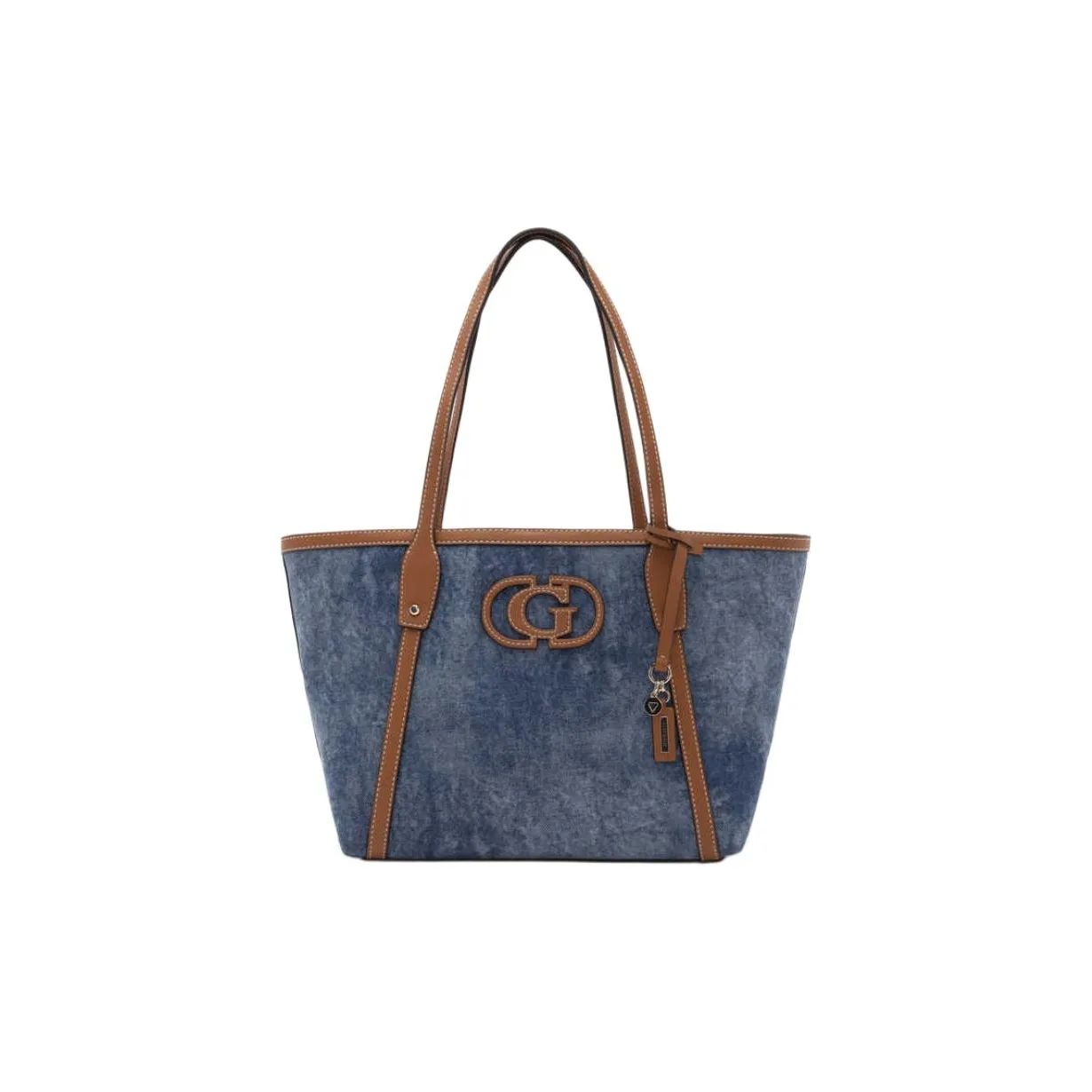 GUESS Fabric Tote Bag, Shopping Bag, Handbag, Shoulder Bag Medium Size Women's Dark Blue