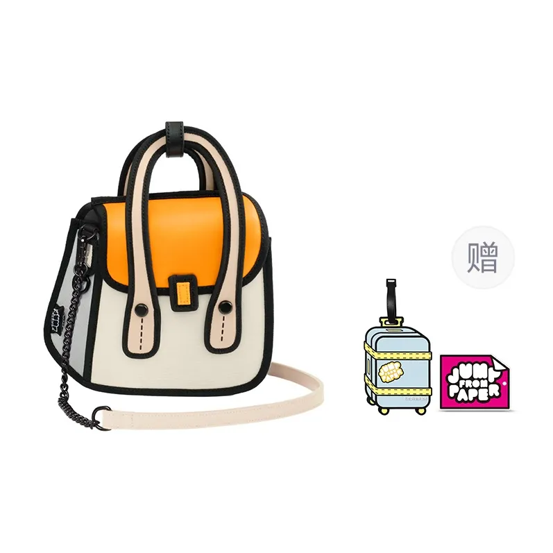 JumpFromPaper Polyester Split Cow Leather Crossbody Handbag Shoulder Bag Backpack Unisex Orange/Beige/Pink/Neon Green