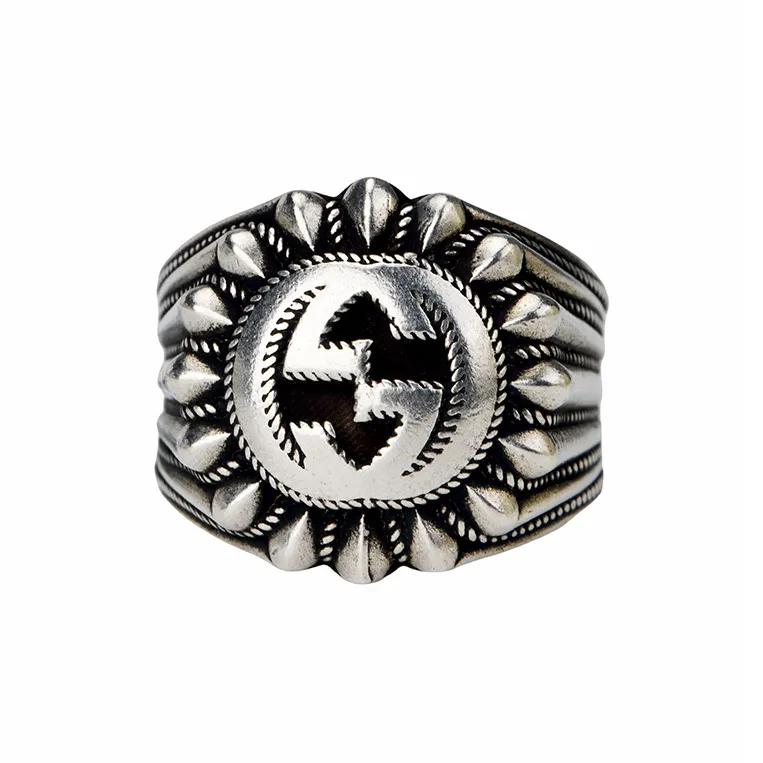 GUCCI Interlocking G Silver Signet Ring