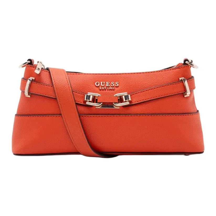 GUESS Искусственная кожа Багет Сумка Плечевая Сумка Средняя Женская Кирпично-красная