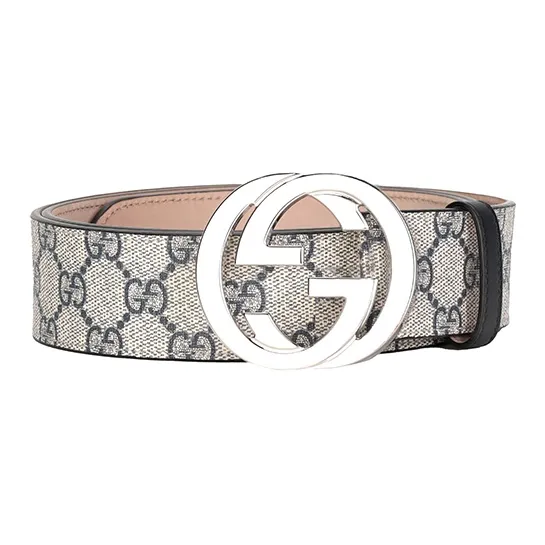 GUCCI Interlocking G Palladium Buckle Belt Gg Supreme 1.5'W