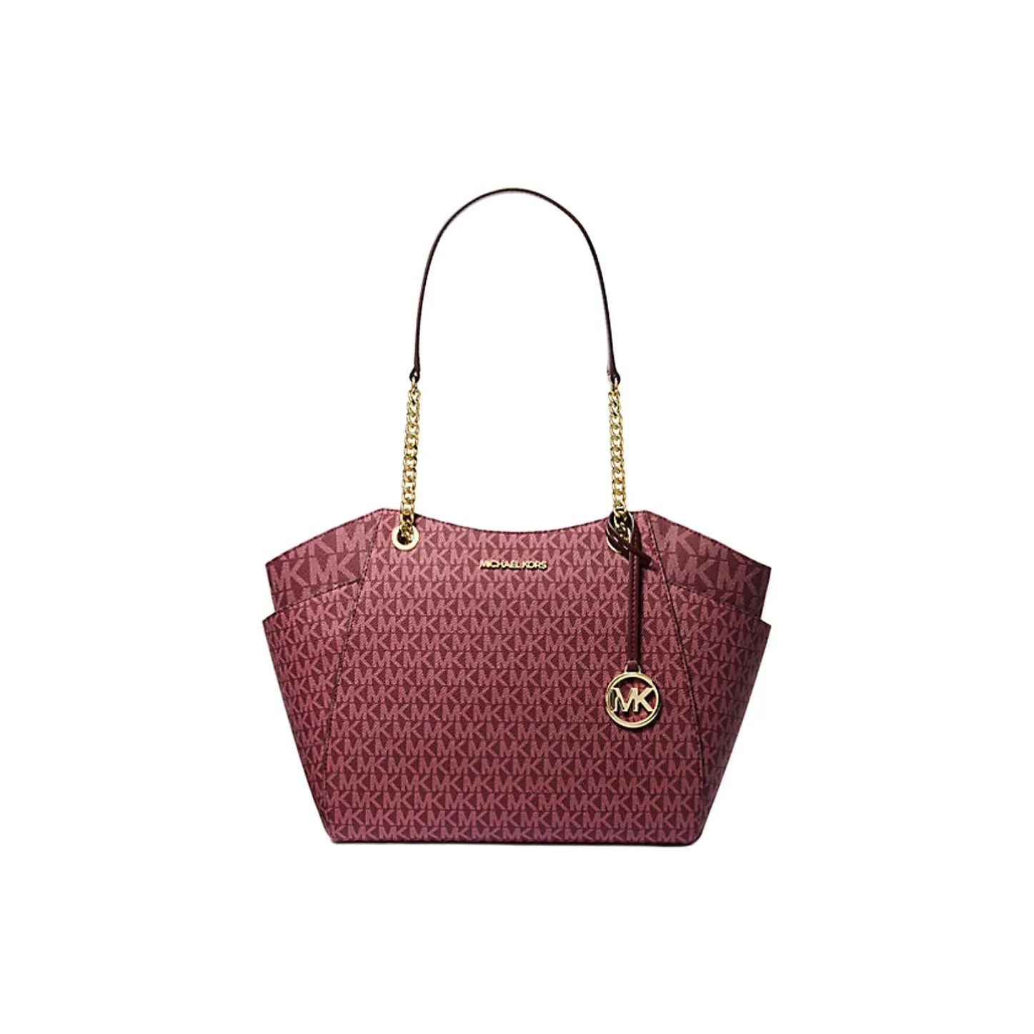 MICHAEL KORS Jet Set Coated Canvas Tote Bag, Shopping Bag, Shoulder Bag Large Size Women's Rose Red