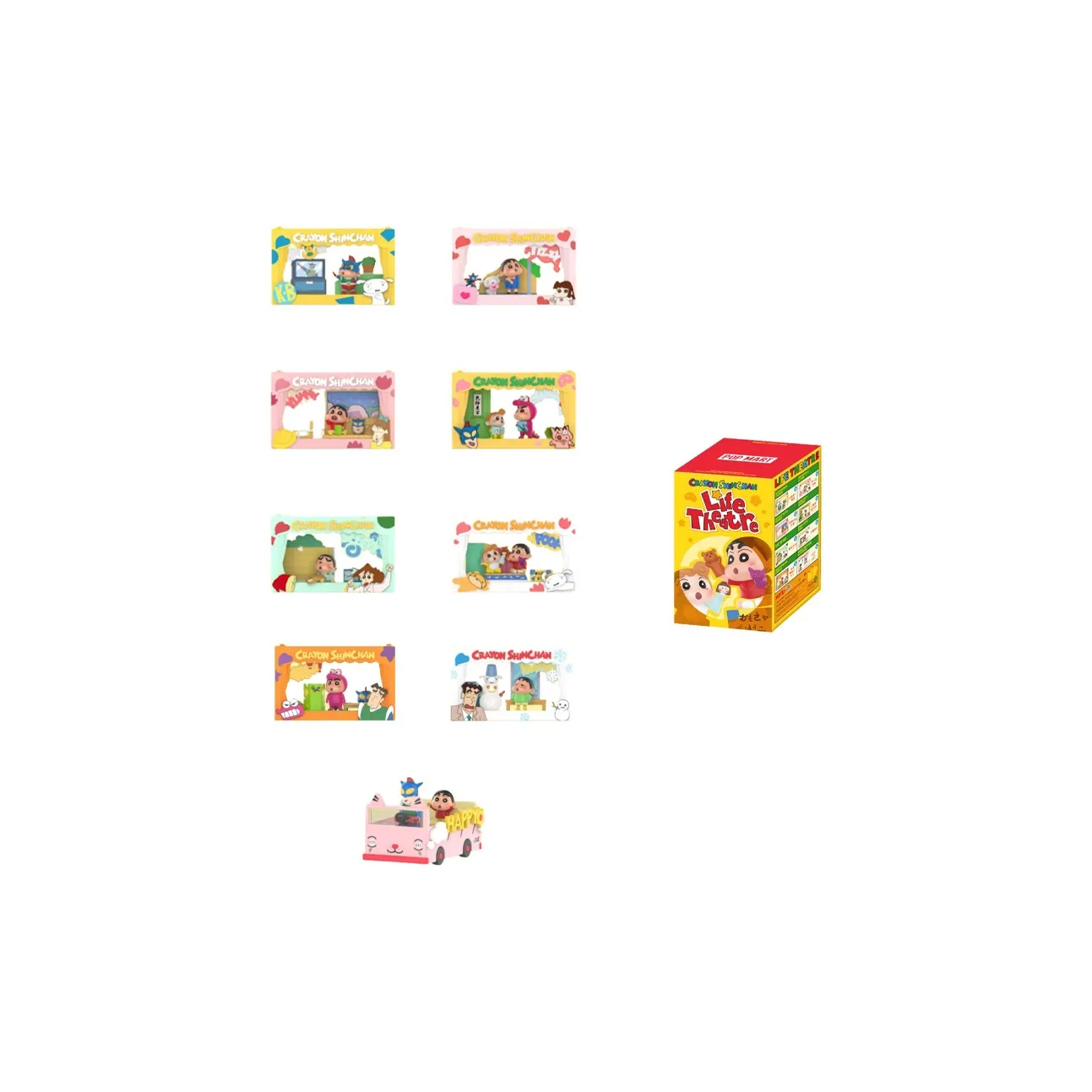 POP MART Life Drama Collection Crayon Shin Chan Figure Blind Box Products Single Blind Box/whole Box 8 Pcs
