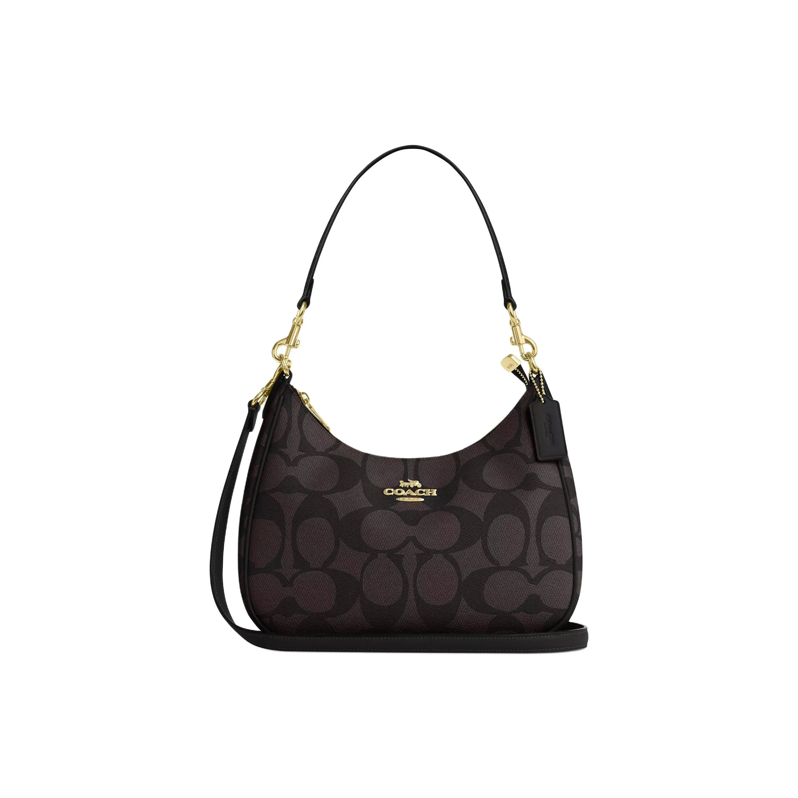 COACH Teri Покрытый холст через плечо Сумка Сумка через плечо Большая Женская Коричневая