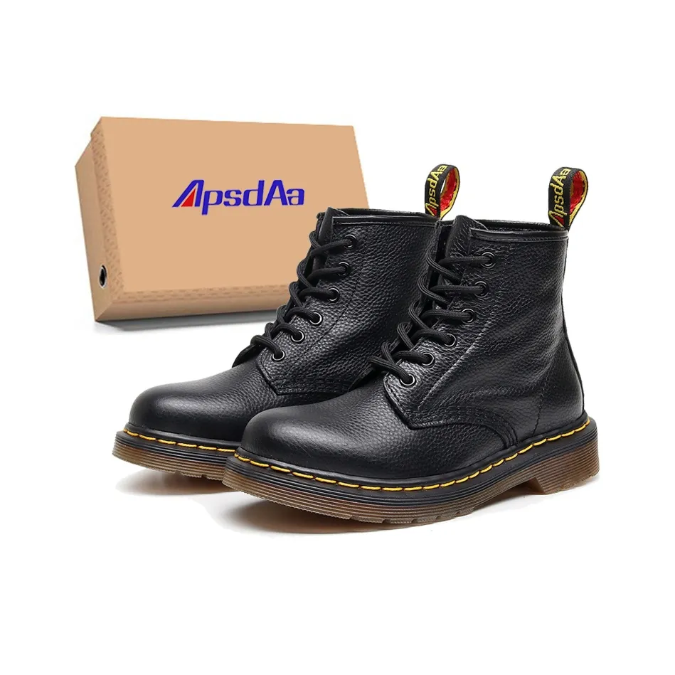 ApsdAa x SITULANG 101 Litchi Grain Кожа Martin Boot 3 см Unisex Черный