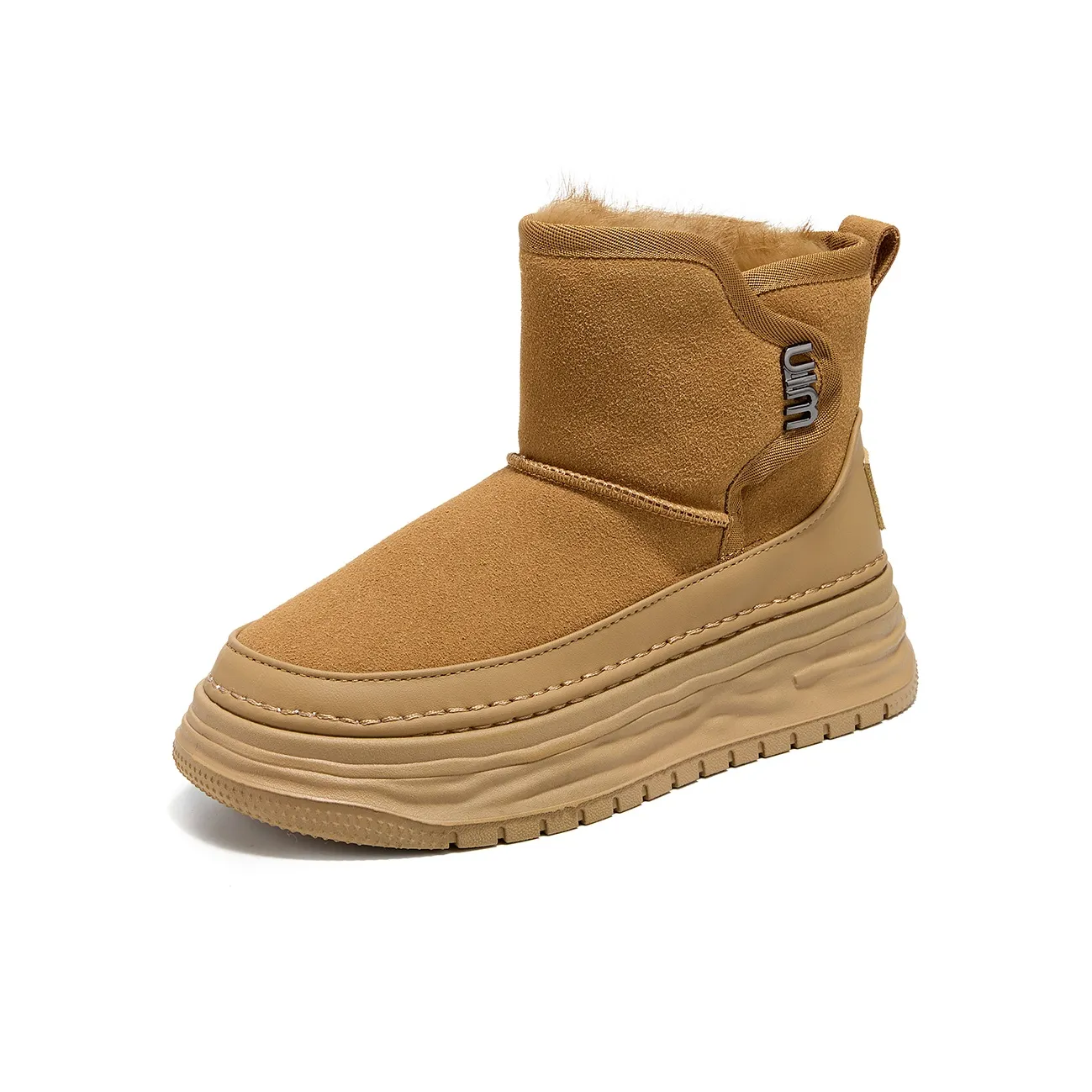 La Chapelle Height Increasing Insulated Shoes Waterproof And Wear resistant Short Snow Boots Women's Camel
