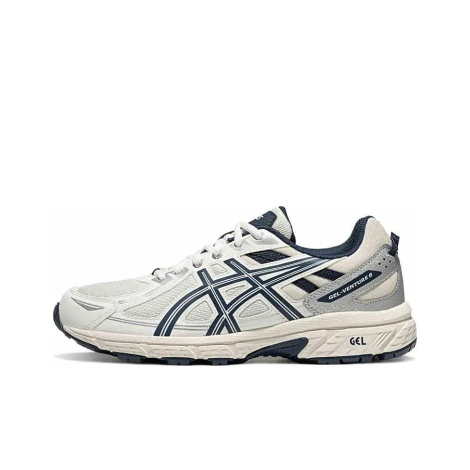 Asics Gel Venture 6 Slip Resistant And Breathable Low Top Trail Running Shoes Men's White Blue