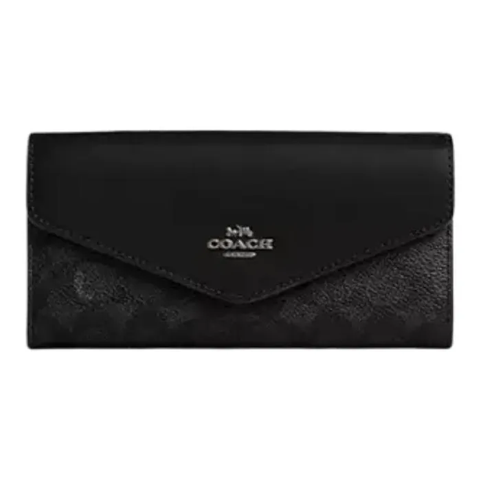 COACH Coated Canvas Wallet Trumpets Women's Charcoal & Black