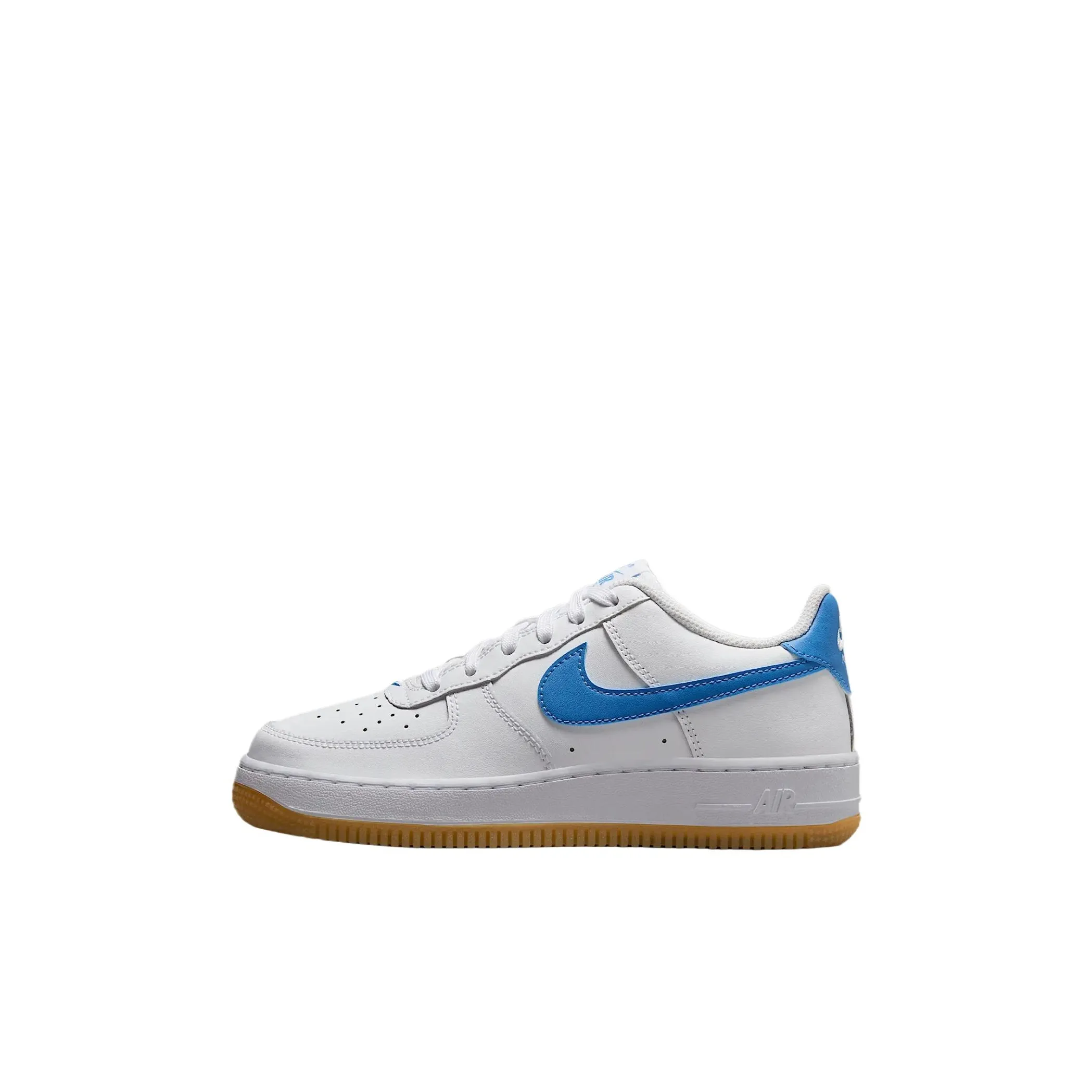 Nike Air Force 1 Non slip Support Low Top Kids Lifestyle Shoes White/Dark Light Brown/Blue Kids'