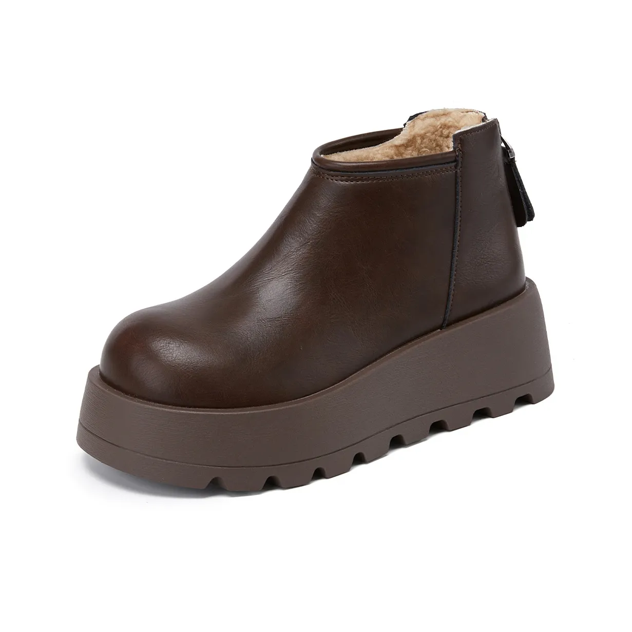 La Chapelle Warm Water Resistant Wear Resistant Height Increasing Short Snow boots pero Women's Brown