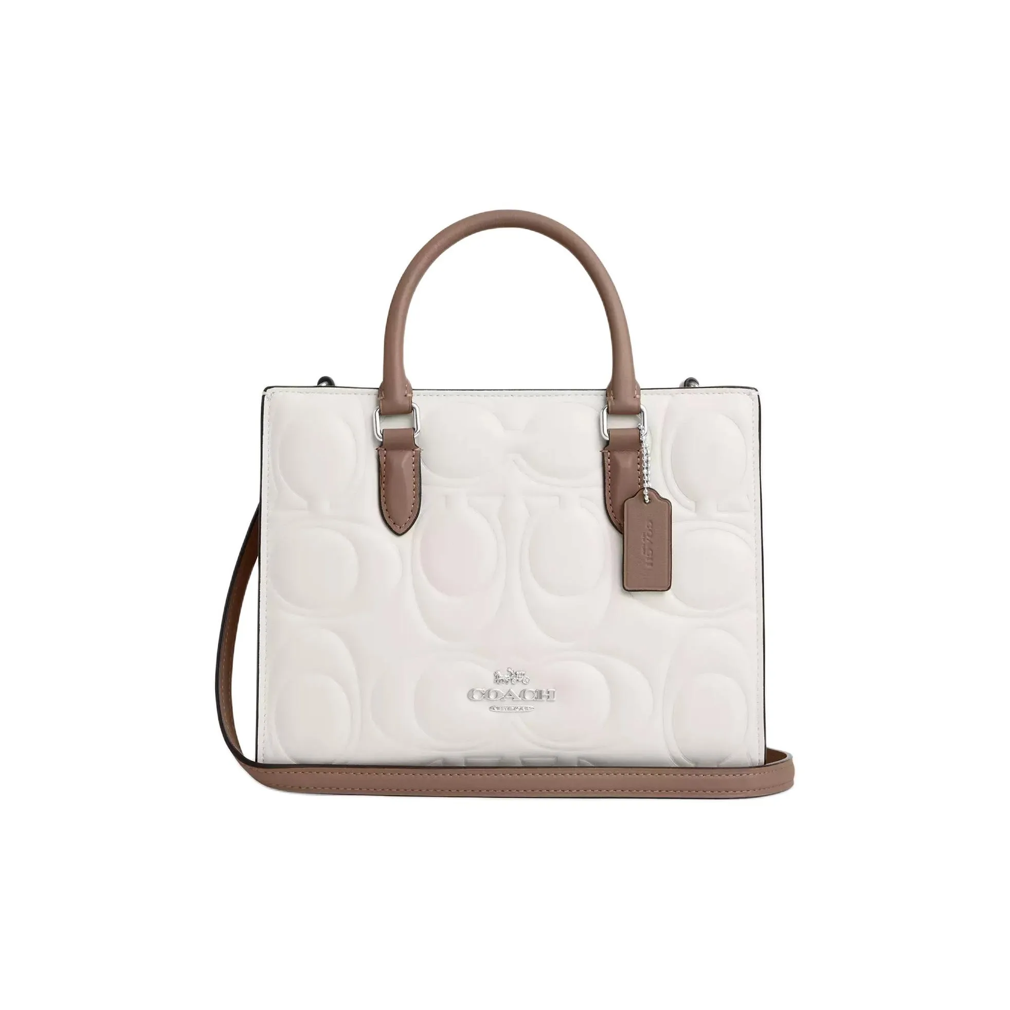 COACH Smooth Leather Tote Bag, Shopping Bag, Handbag Trumpets Women's Chalk