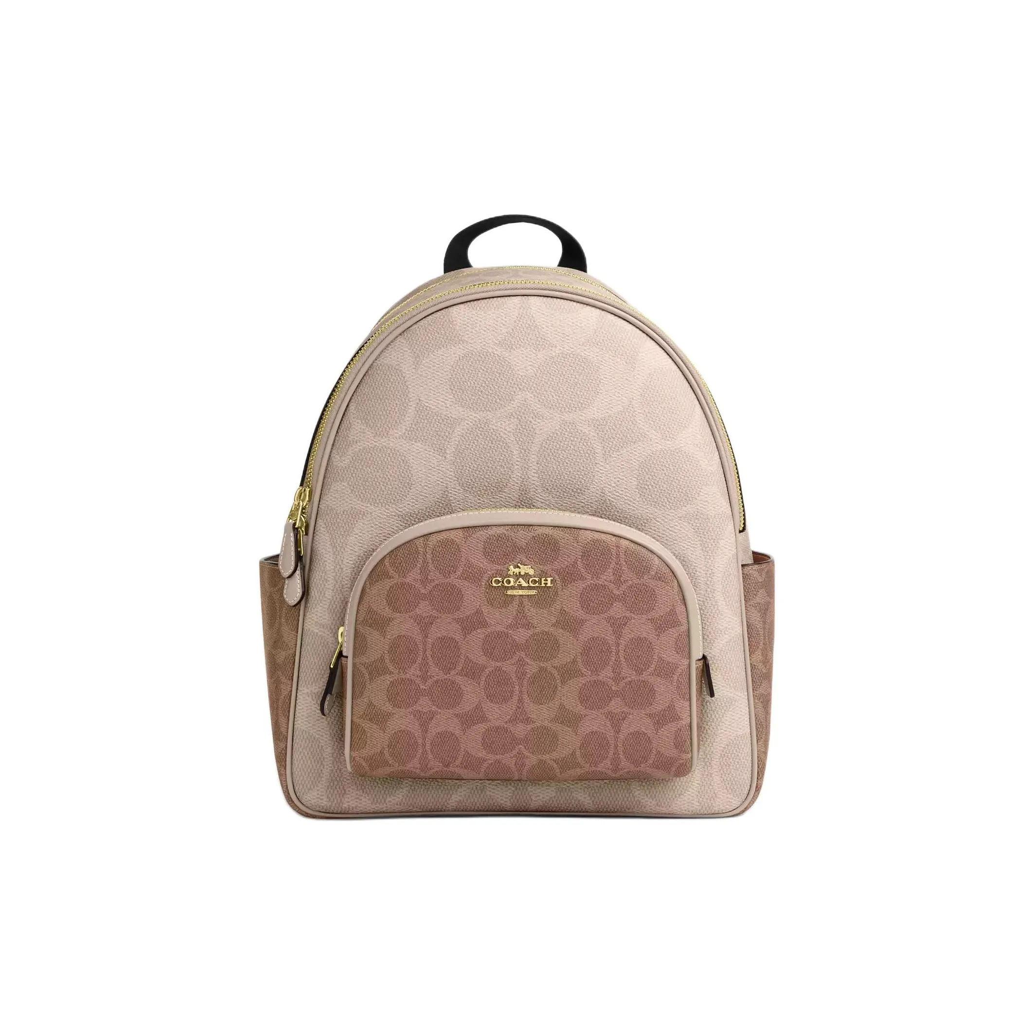 COACH Court Coated Canvas Backpack Tubas Women's Sand & Tan