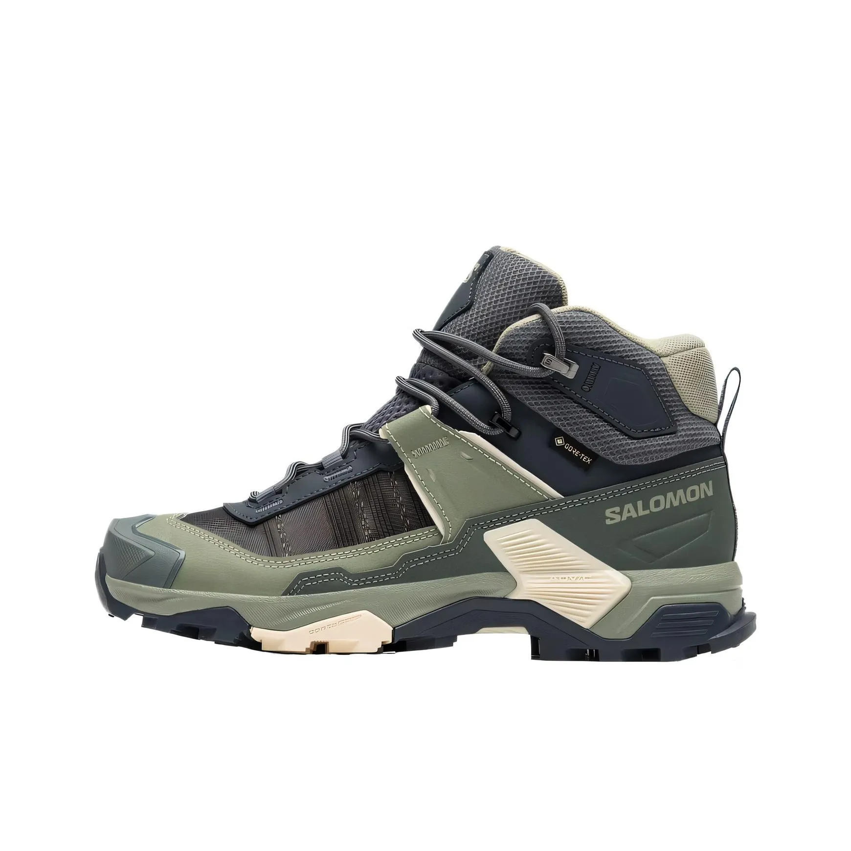 SALOMON Shock Absorbers Waterproof And Breathable Support Grip Mid Top Hiking Shoes Unisex Gray Green