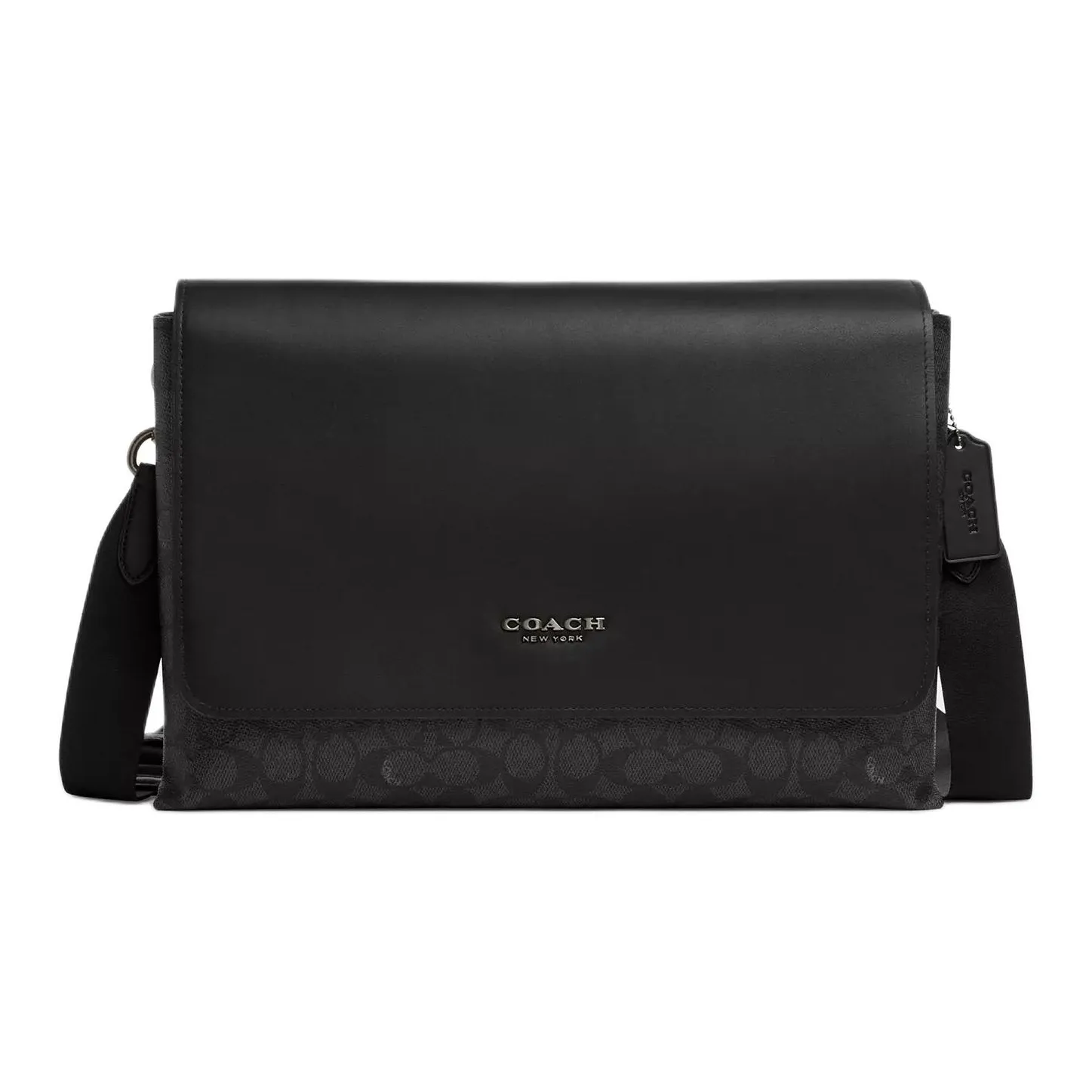 COACH Покрытый холст Курьерская сумка Сумка на плечо Женская Черная