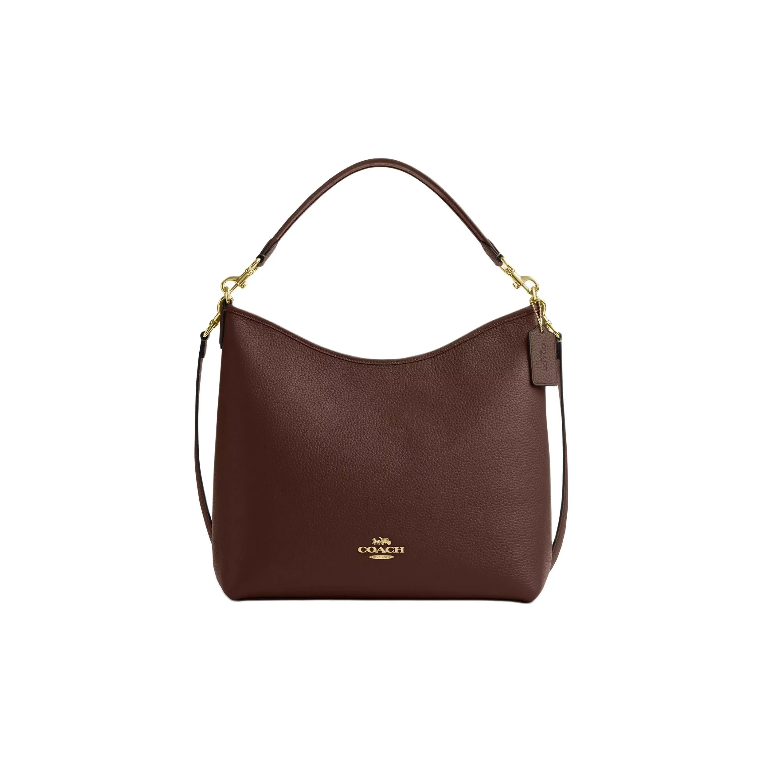 COACH Сумка через плечо из кожи женская темно-коричневая