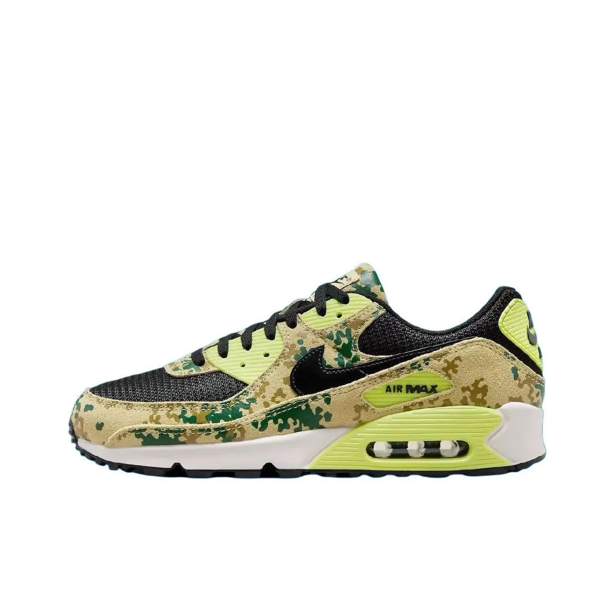 Nike Air Max 90 Устойчивый к истиранию Низкий Топ Повседневные Беговые кроссовки Унисекс Желтый Черный