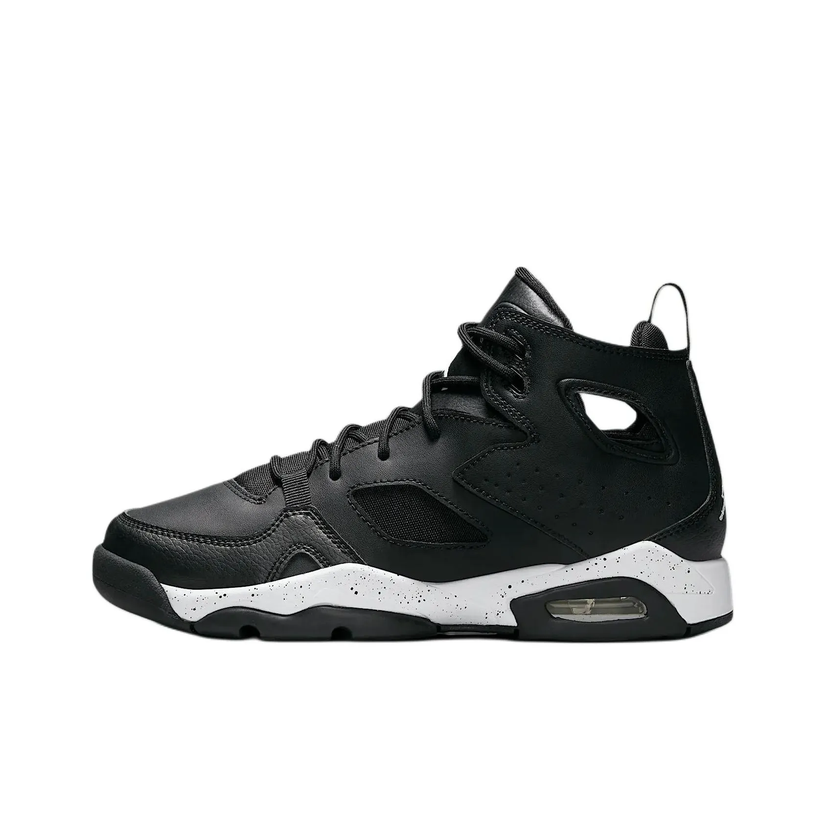 Jordan Flight Club 91 Anti Slip Wear Resistant Mid Top Children's Basketball Shoes Black White Teenagers