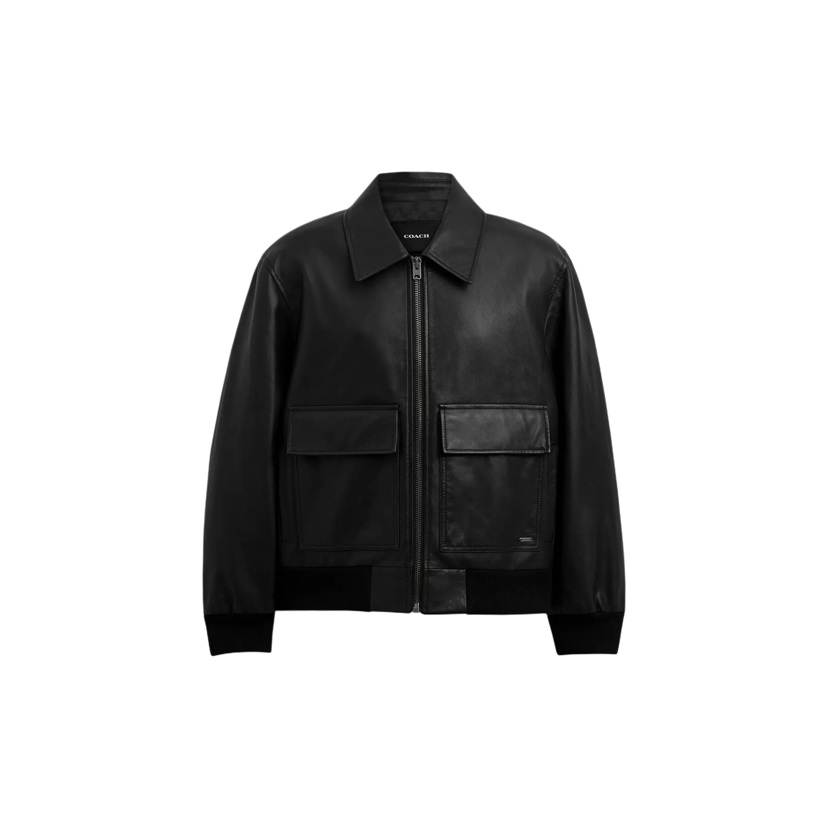 COACH FW24 Leather Jacket Men's Black