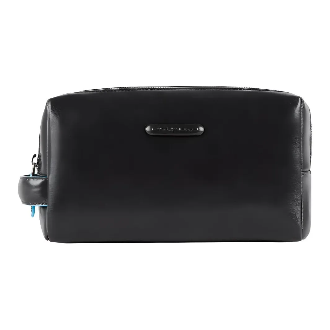 PIQUADRO Leather Clutch, Makeup Bag, Toiletry Bag Regular Unisex Black