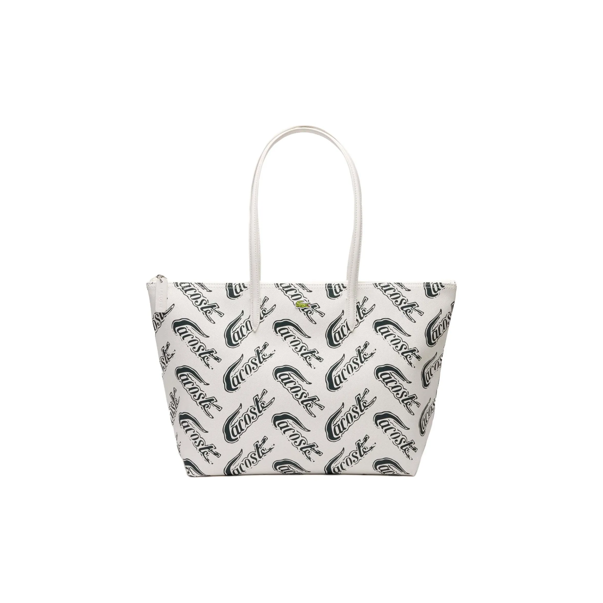 Сумка Tote из ПВХ Сумка для покупок Сумка через плечо Сумка среднего размера Женская Экрю и Темно-зеленый