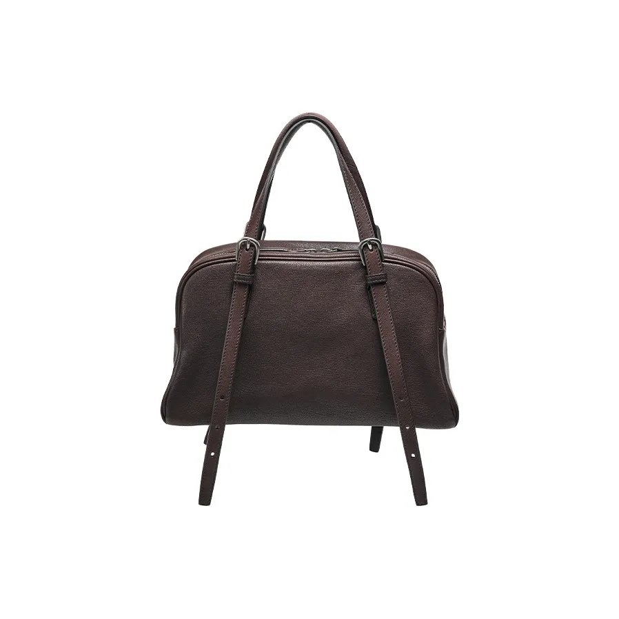 Qiuzhen Sheepskin Yoyo Bowling Bag, Handbag Regular Unisex Coffee/Black/Elephant Gray