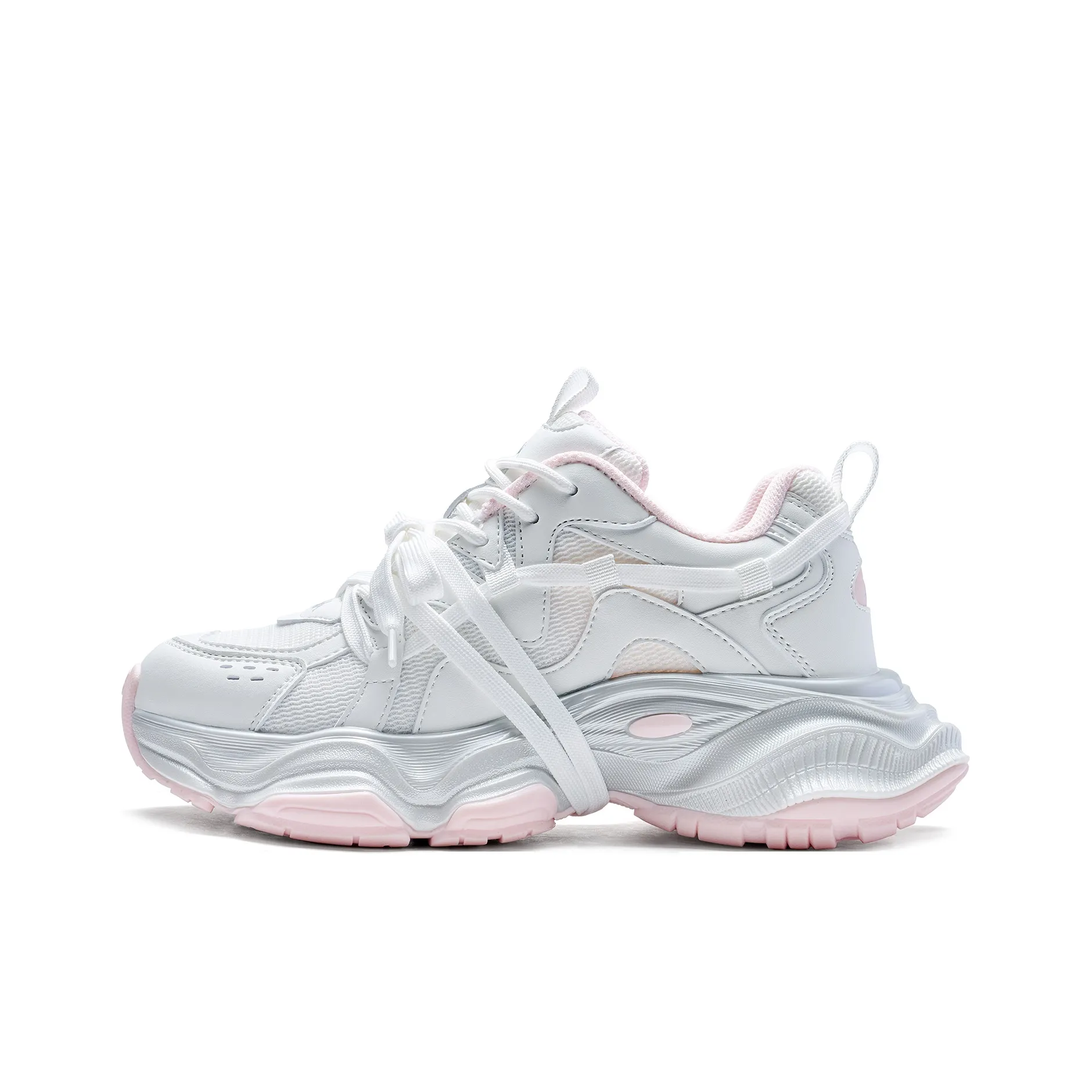 Kappa Back to Back Anti Slip Wear Resistant Low Top Chunky Sneakers Women's White Pink