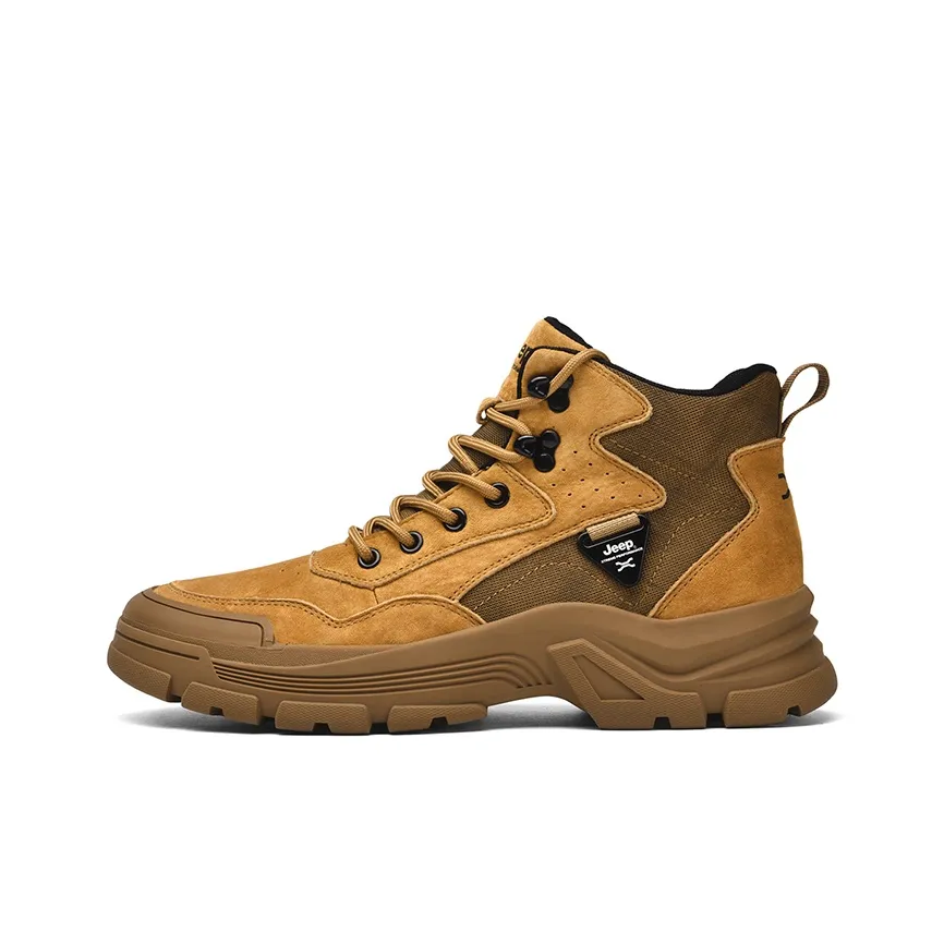 Jeep Breathable Warm Wear Resistant Cushioning Short Outdoor Boots Unisex Earth Yellow