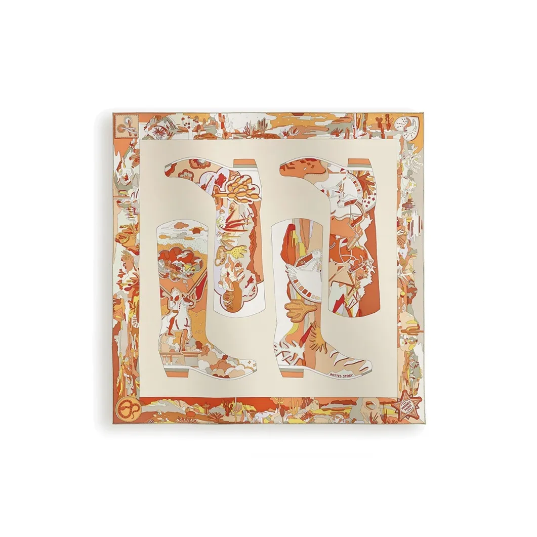 HERMES Шелковые шарфы Женские Апельсин Синий