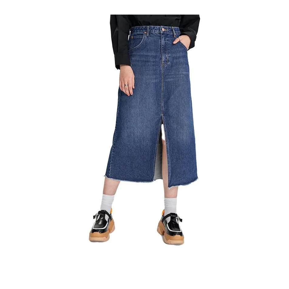 Lee Denim Long Skirts Women's Medium Dark Blue