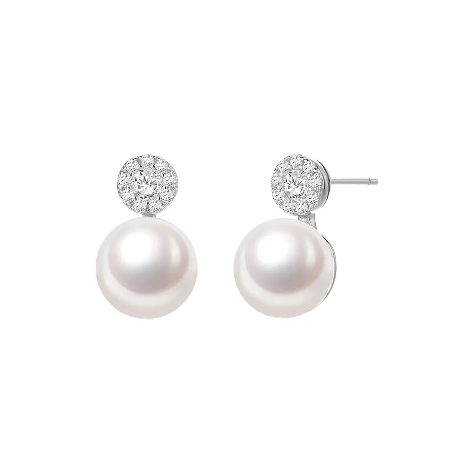 JINLIUFUJIXIANG Freshwater Pearl Stud Earrings Women's