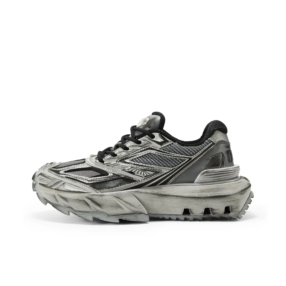 OGR Pangolin Ремейк Низкий Топ Толстая Подошва Кроссовки Унисекс Кибер Серебристо-Серый Разрушенный