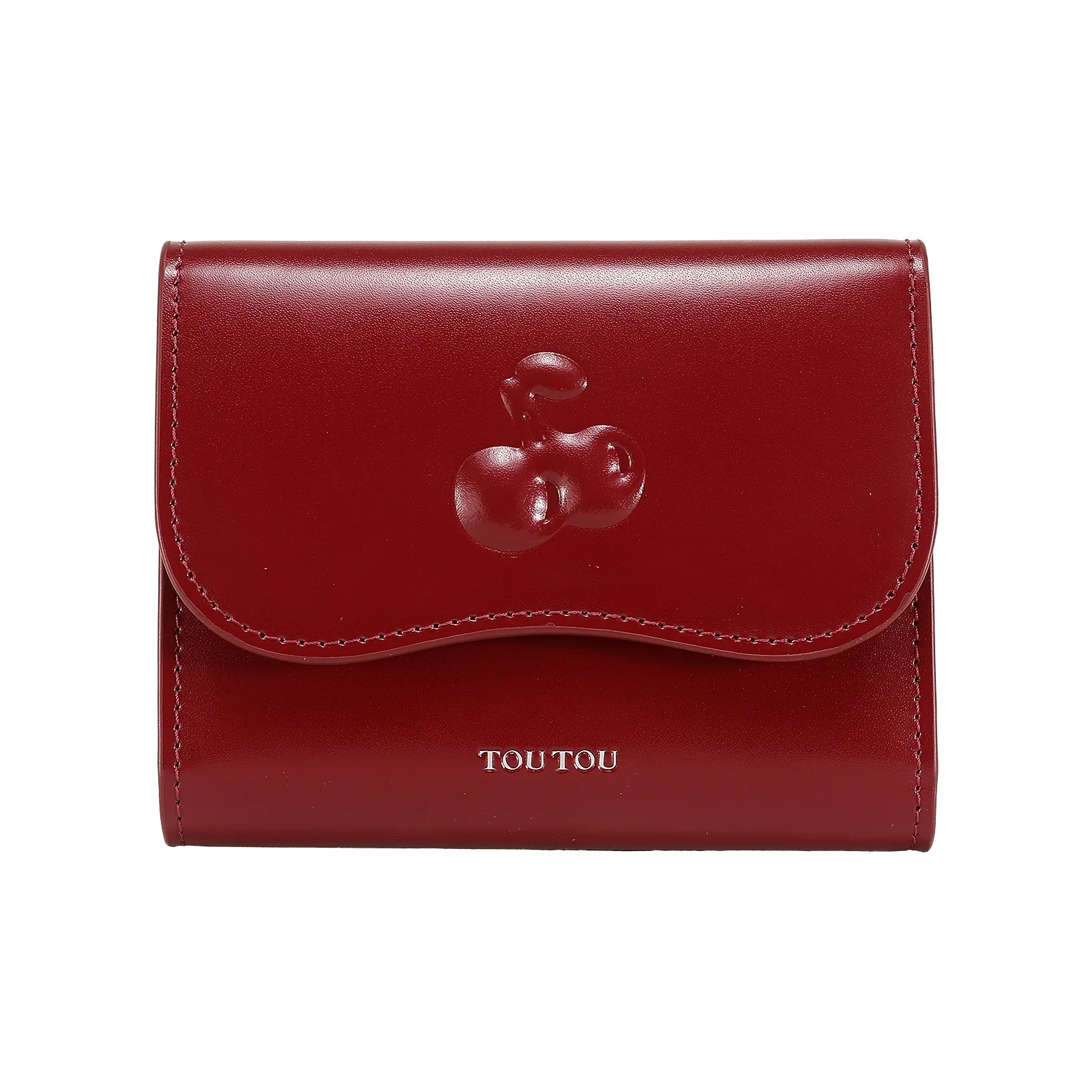 TOUTOU Кошелек из коровьей кожи женский вишнево-красный