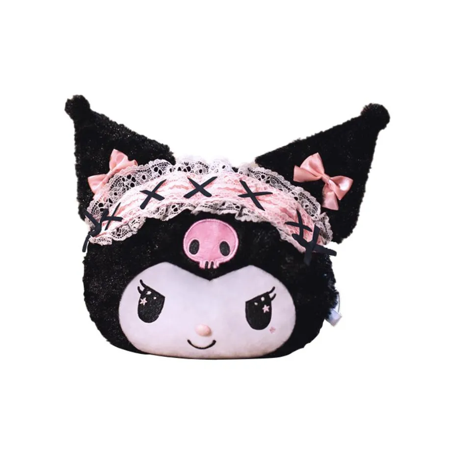 Sanrio Rose Velvet Head Shaped Crossbody Bag Doll Plush Doll Regular Unisex Black/White