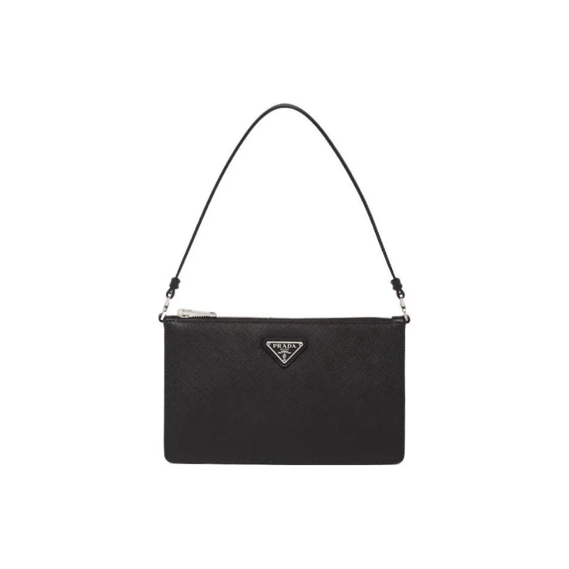 PRADA Saffiano Cow Leather Shoulder Bag Women's Black