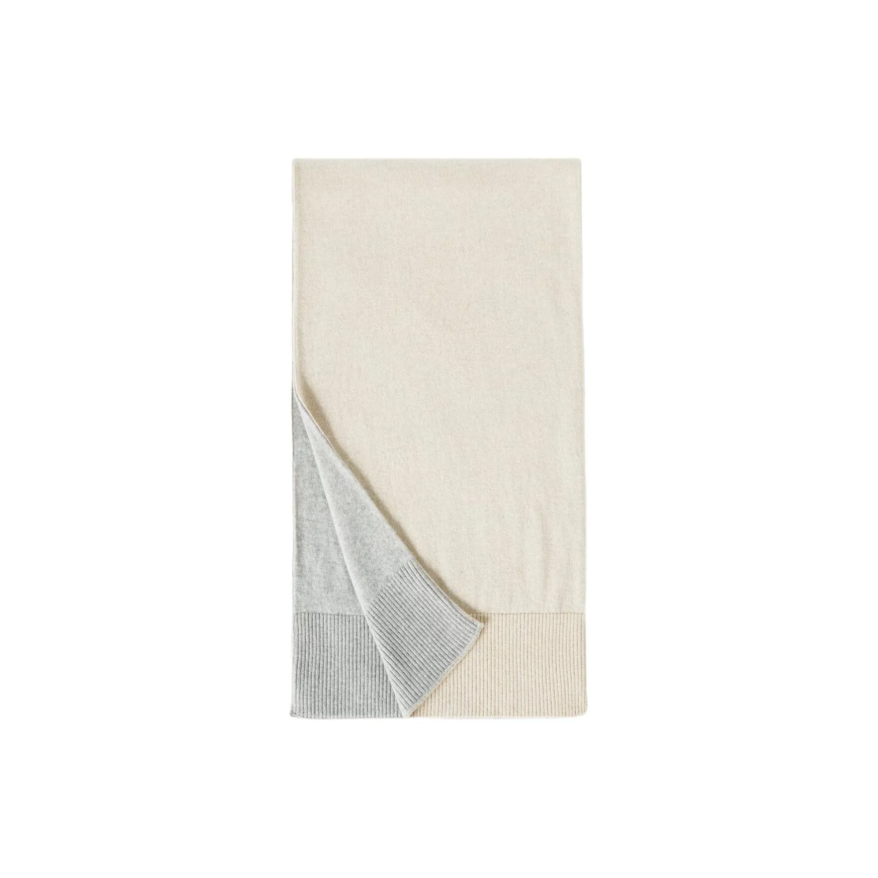 Loro Piana Cashmere Knit Scarves Unisex White Gray