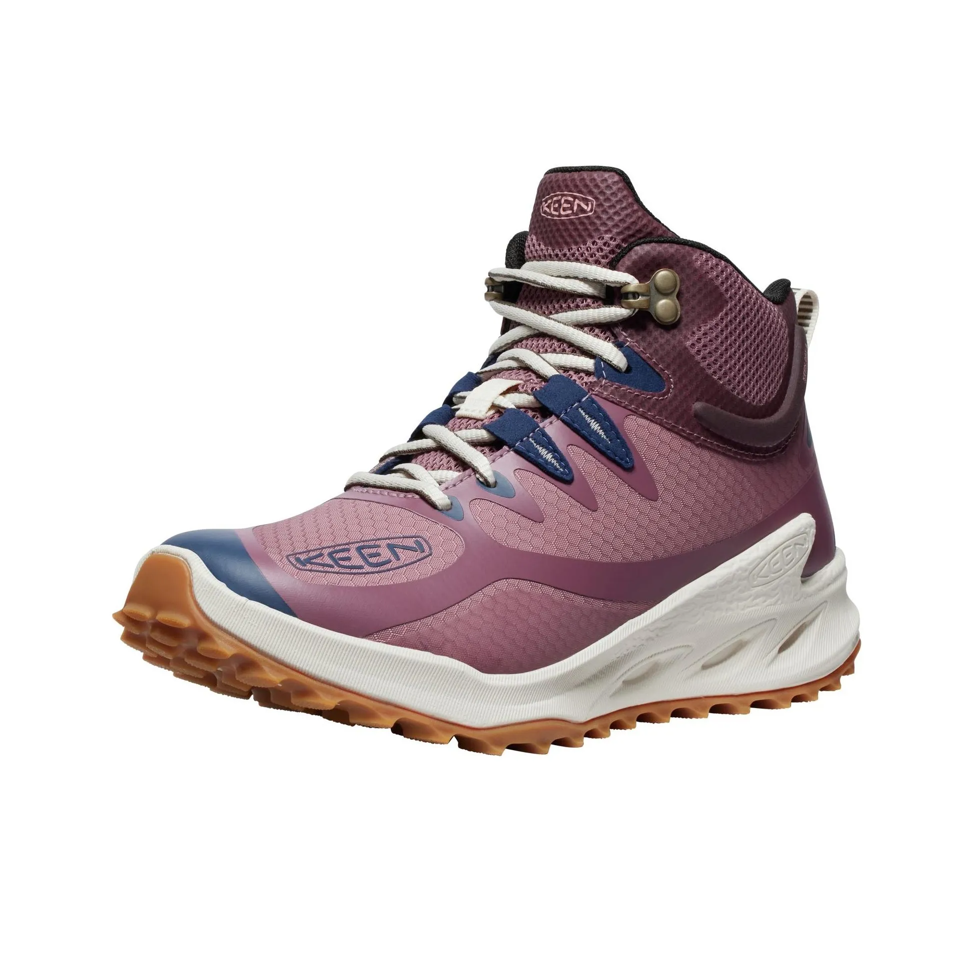 KEEN Zionic Anti Slip Wear Resistant Mid Top Hiking Shoes Women's Dark Purple White Brown
