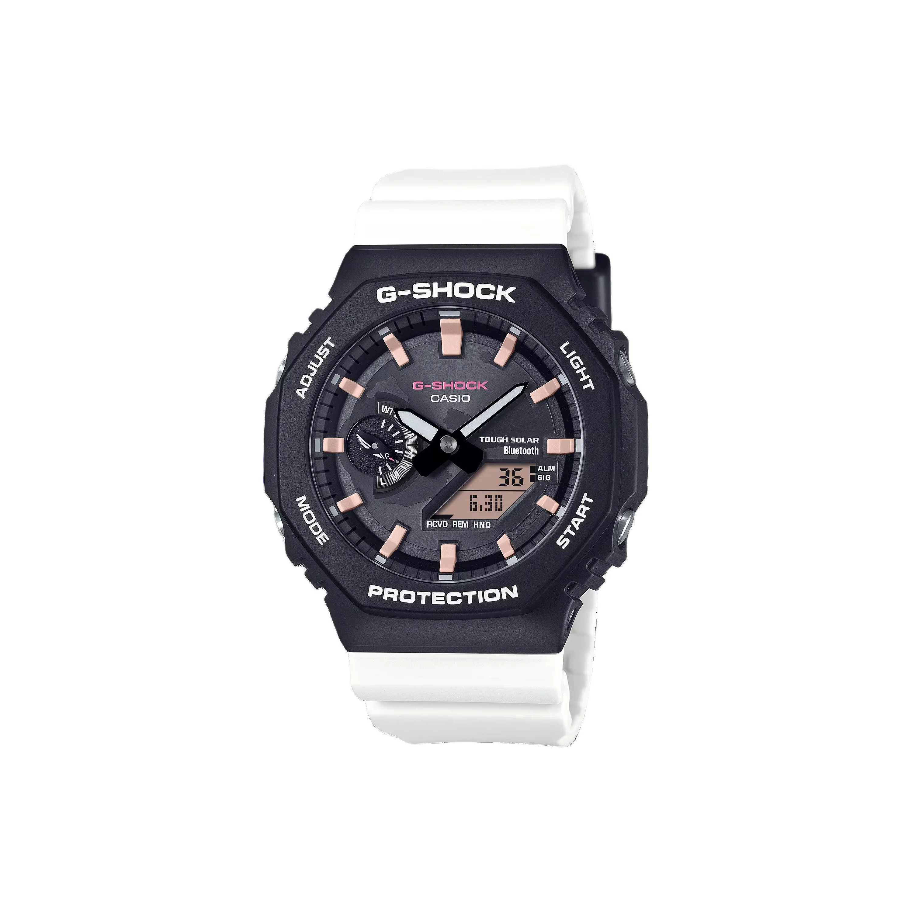 CASIO Liquid Crystal Analog Dual Display Series Солнечный Кварцевый механизм Смольный ремешок Часы Унисекс Черный циферблат