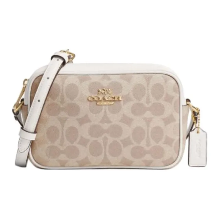 COACH Jamie Искусственная кожа Camera Сумка Плечевая сумка Мини Женский Песочный Желтый и Мел Белый