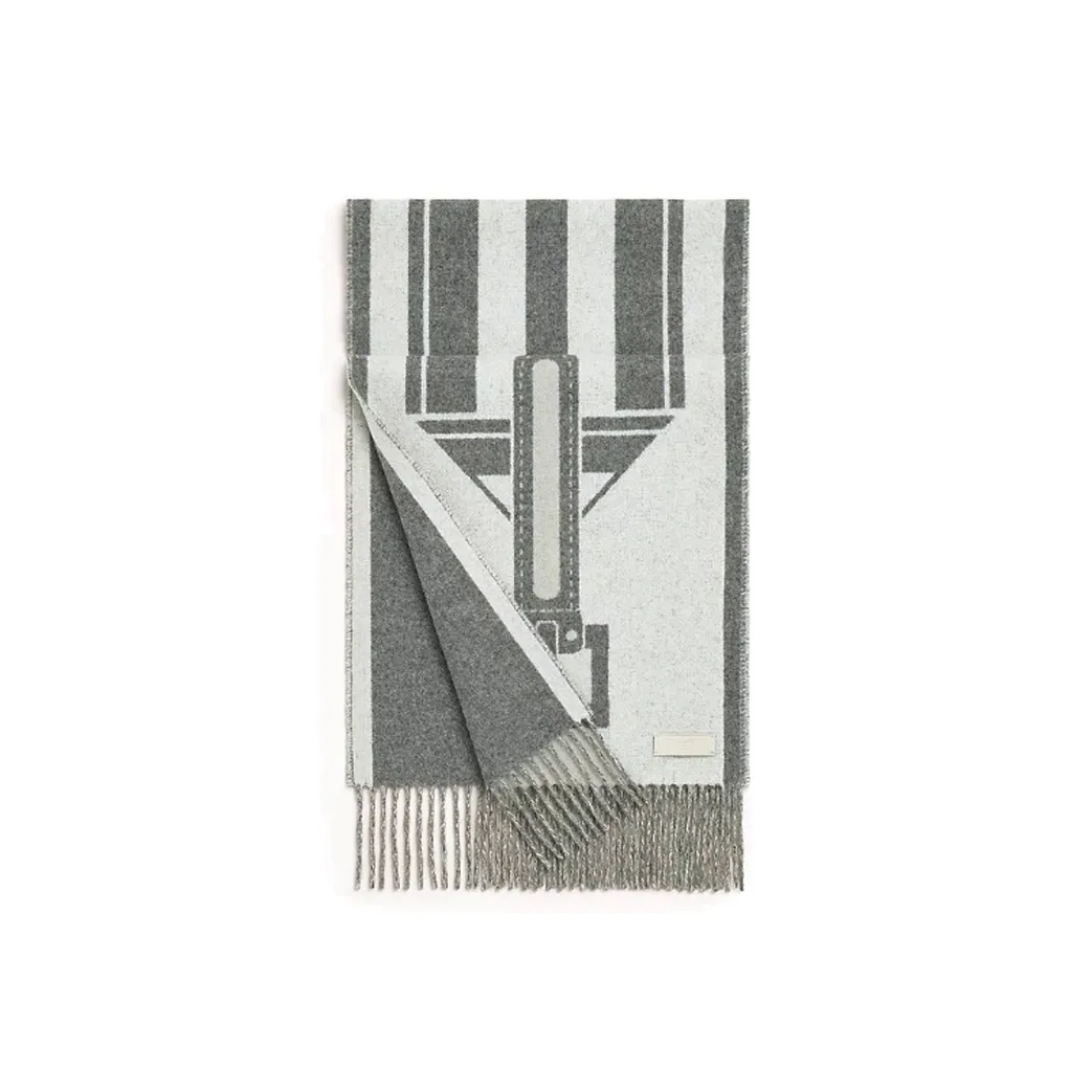 HERMES Cashmere Knit Scarves Women's Gray
