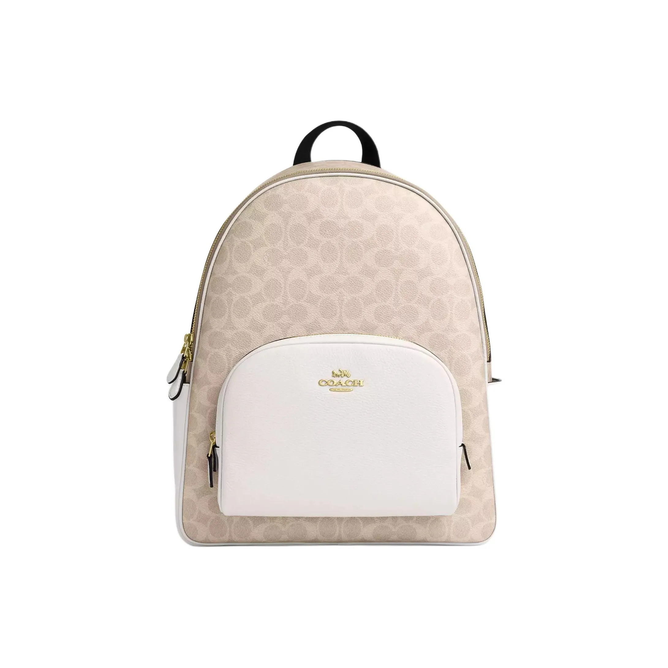 COACH Рюкзак с покрытием из холста и вставками из кожи большой женский бежевый