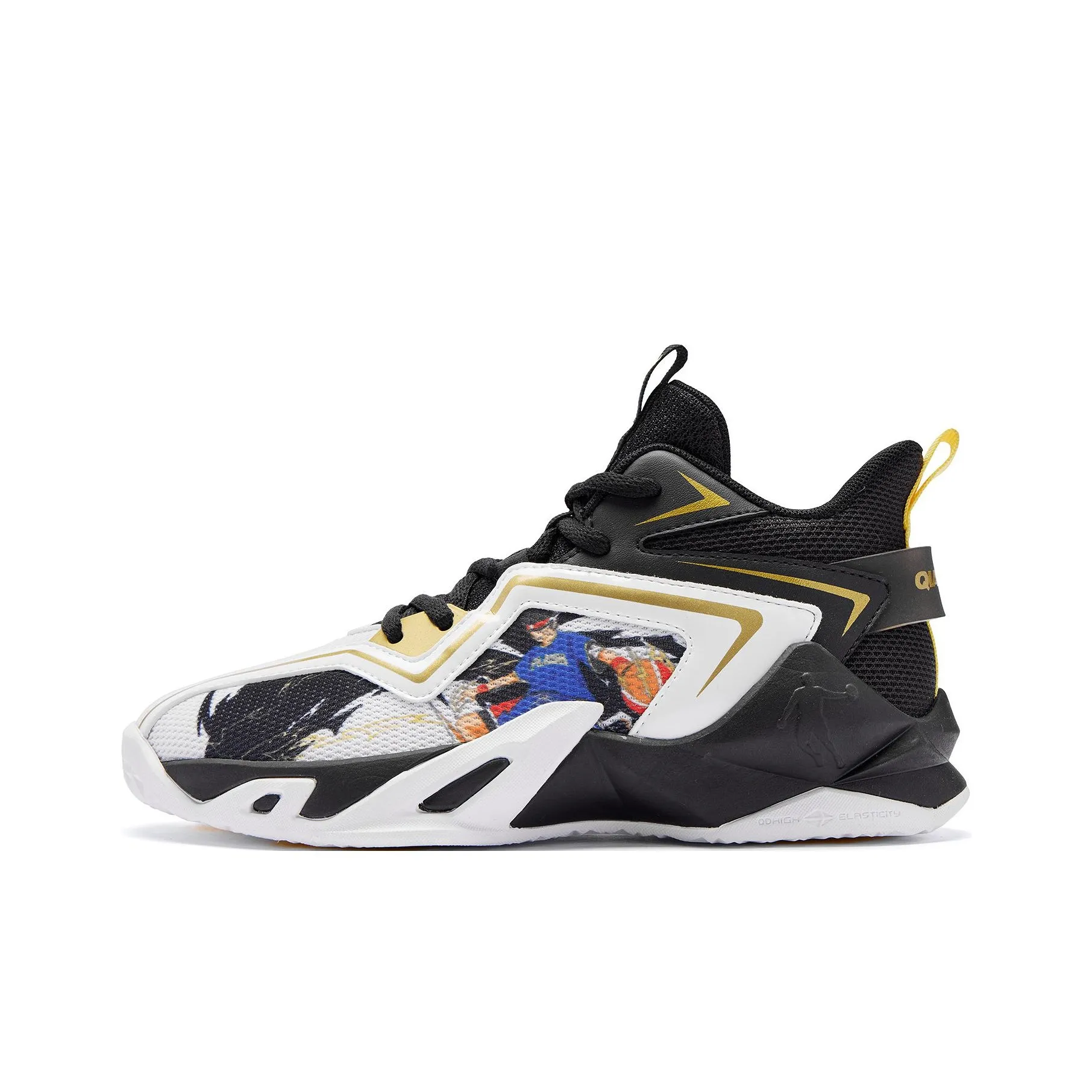 QIAODAN Slip-resistant Abrasion-resistant MID Топ Детские Баскетбольные кроссовки Черный Белый Jordan Подростки