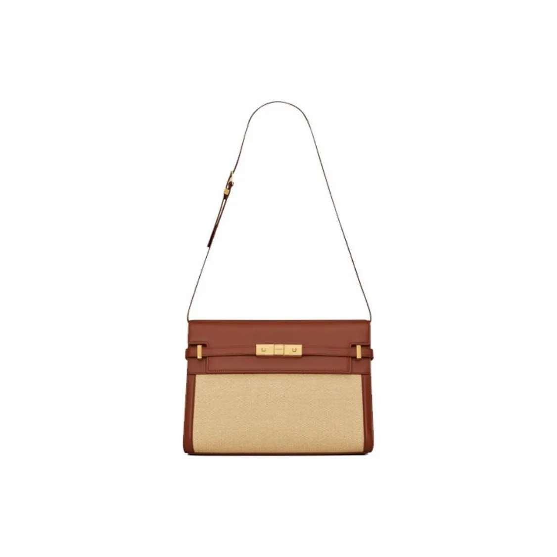 SAINT LAURENT MANHATTAN Leather Crossbody Bag, Shoulder Bag Women's Beige
