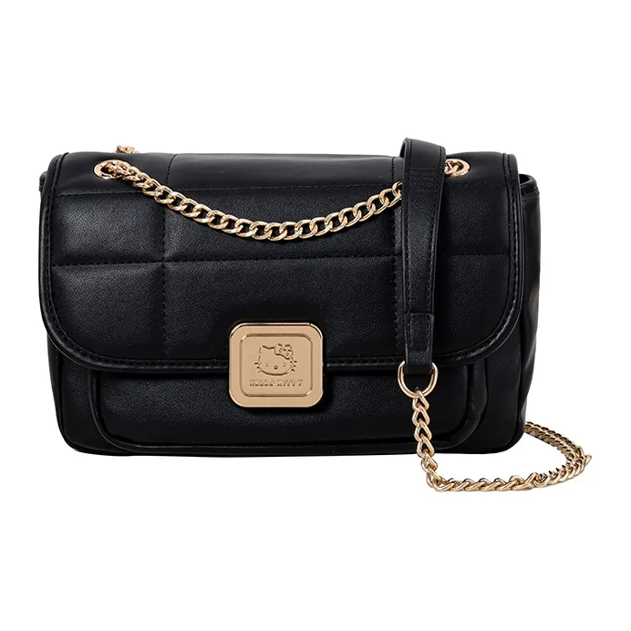 MESUCA Sanrio Hello Kitty Series ПУ (полиуретан) Сумка через плечо Сумка на плечо Средняя Женская Черный Экрю