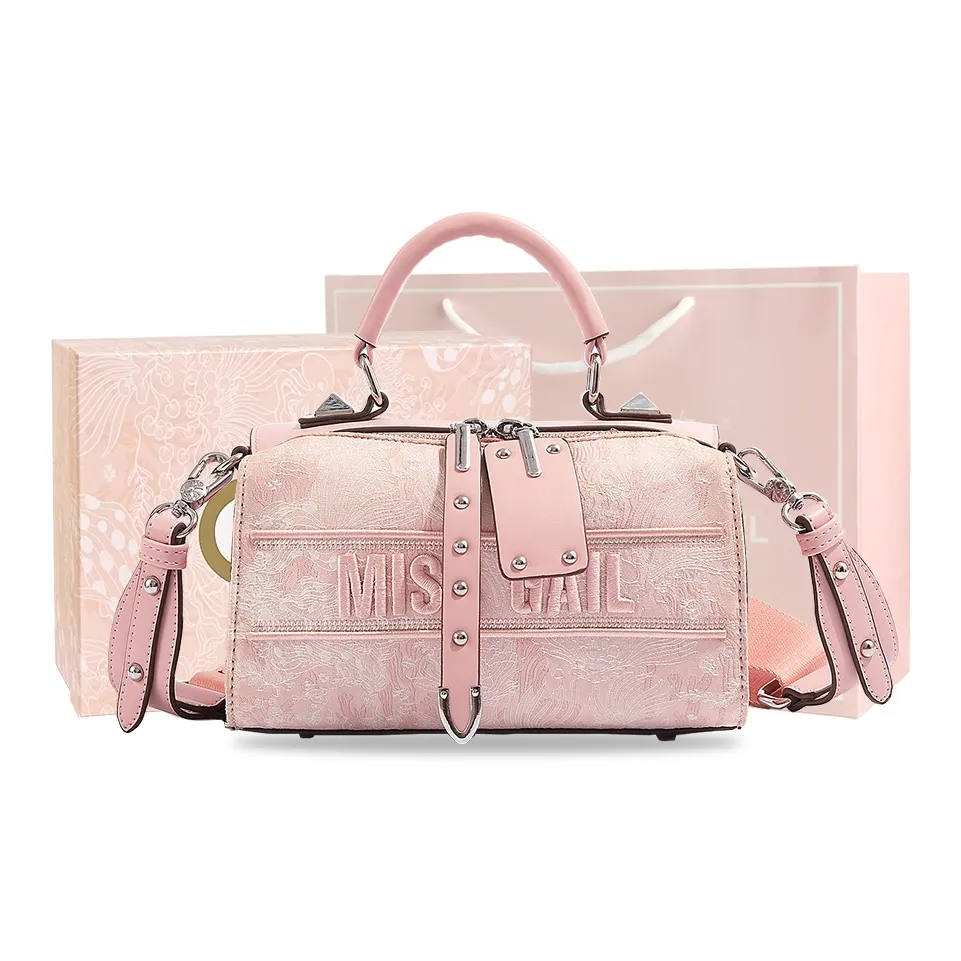 MISS GAIL Synthetic Leather One Shoulder Handbag Crossbody Bag Women's Floral Pink