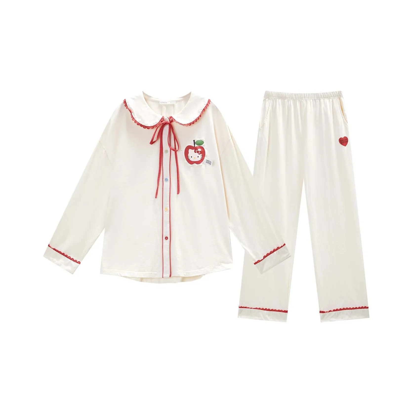 GUKOO x Hello Kitty Пижамный комплект Женские Pearl White
