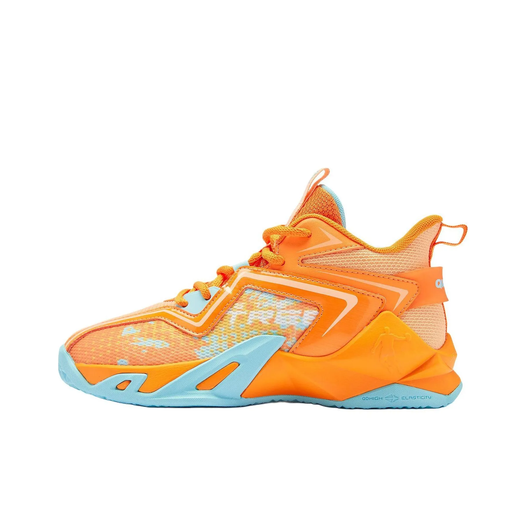 QIAODAN Нижняя юбка Устойчивая к истиранию MID Топ Детские Баскетбольные кроссовки Тонкий Светло-оранжевый Помело Желтый