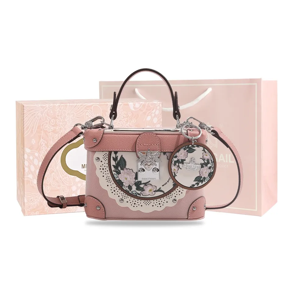 MISS GAIL Искусственная кожа Сумка Средний Женская Крестообразная текстура Розовый