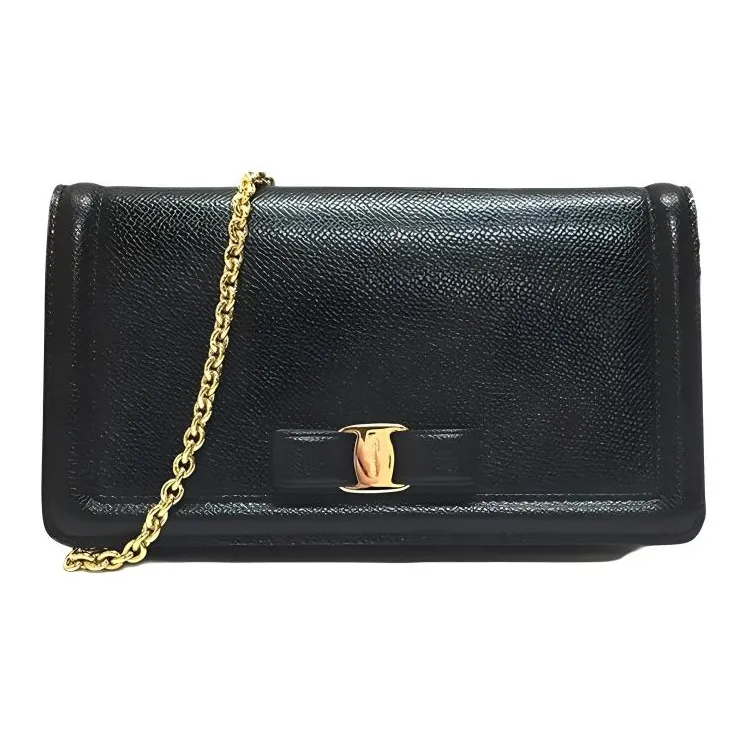 FERRAGAMO Телячья кожа Сумка через плечо Кошелек Сумка через плечо Женская Черная