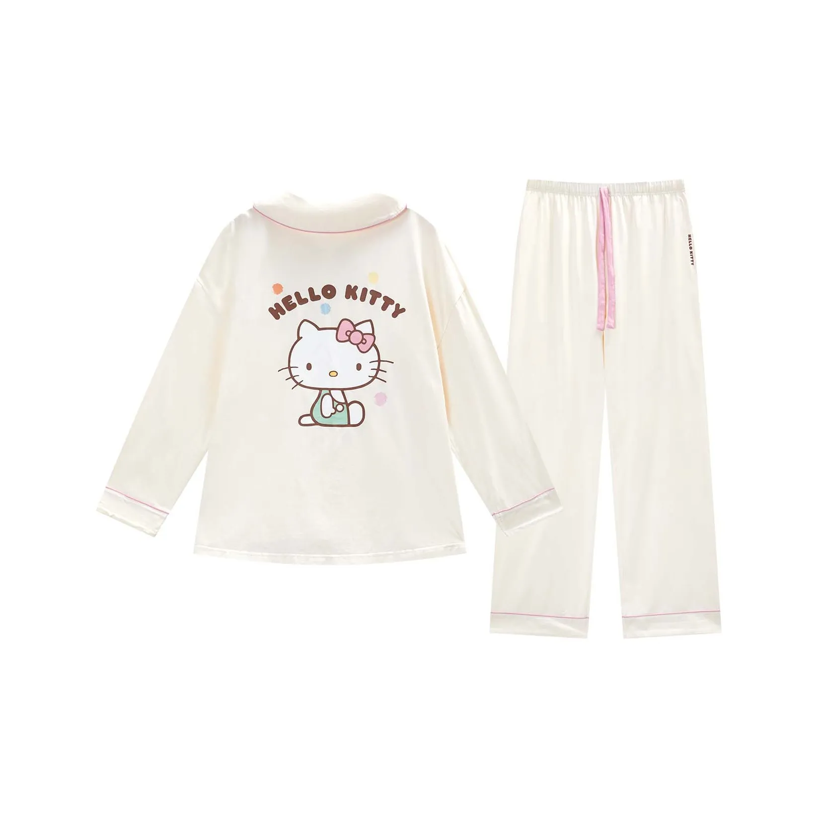 GUKOO x Sanrio Hello Kitty Pajama Set Women
s Pearl White