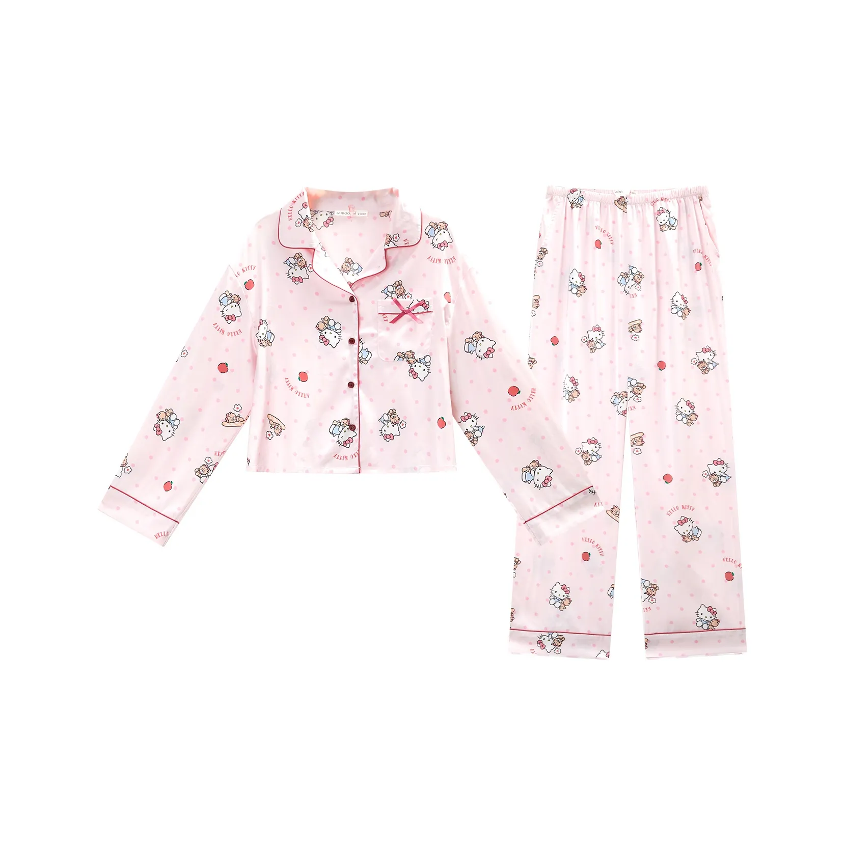 GUKOO x Hello Kitty Пижамный комплект Женские Пастельно-розовый